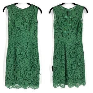NWT Alexia Admor Womens Lined Sleeveless Lace Bow Details Dress emerald Green XS